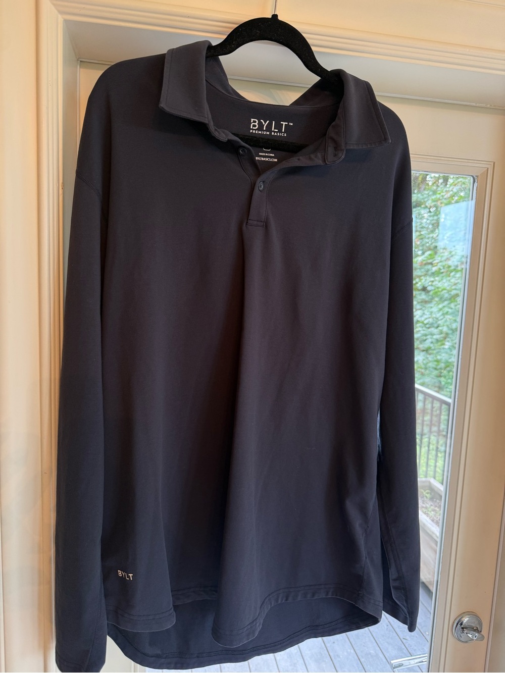 BYLT Basics Men's Premium Basics Long-Sleeve Polo in Navy - Picture 4 of 8